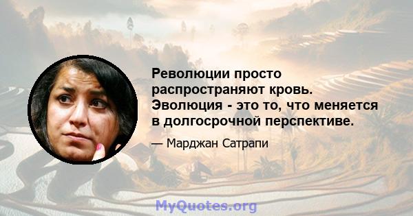 Революции просто распространяют кровь. Эволюция - это то, что меняется в долгосрочной перспективе.