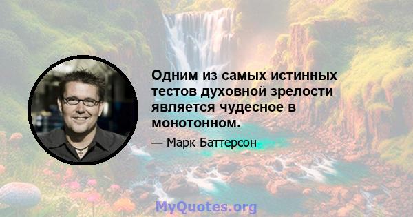 Одним из самых истинных тестов духовной зрелости является чудесное в монотонном.