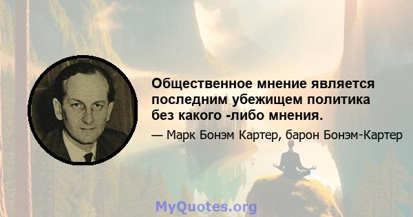 Общественное мнение является последним убежищем политика без какого -либо мнения.