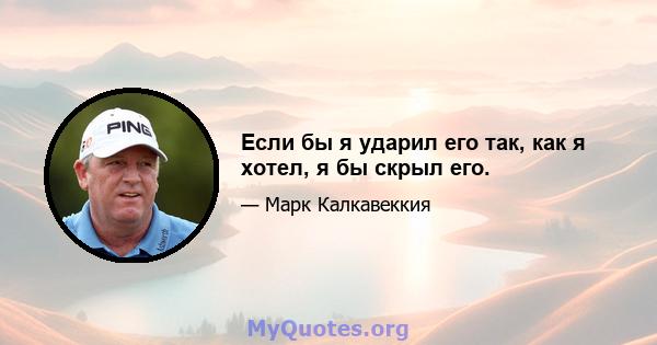 Если бы я ударил его так, как я хотел, я бы скрыл его.