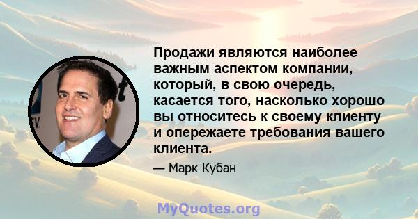 Продажи являются наиболее важным аспектом компании, который, в свою очередь, касается того, насколько хорошо вы относитесь к своему клиенту и опережаете требования вашего клиента.