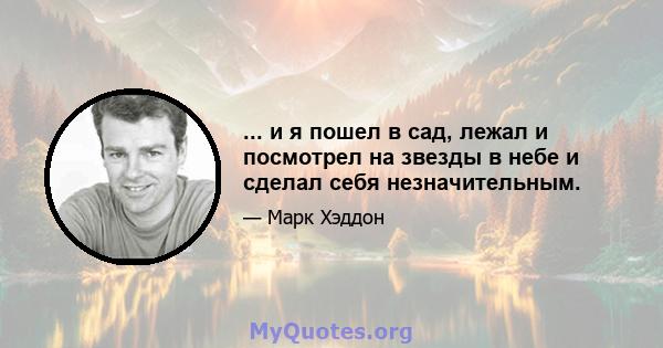 ... и я пошел в сад, лежал и посмотрел на звезды в небе и сделал себя незначительным.