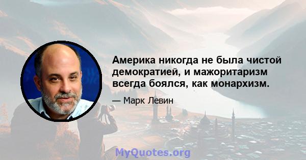 Америка никогда не была чистой демократией, и мажоритаризм всегда боялся, как монархизм.