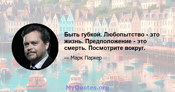 Быть губкой. Любопытство - это жизнь. Предположение - это смерть. Посмотрите вокруг.