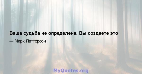 Ваша судьба не определена. Вы создаете это