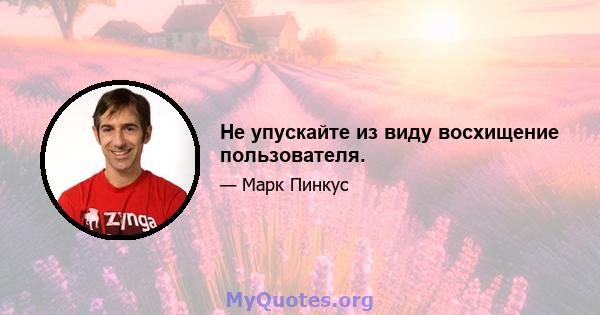 Не упускайте из виду восхищение пользователя.