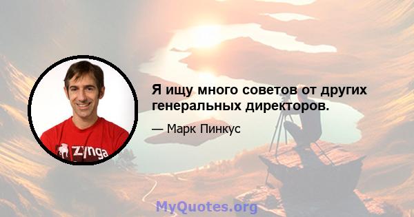 Я ищу много советов от других генеральных директоров.