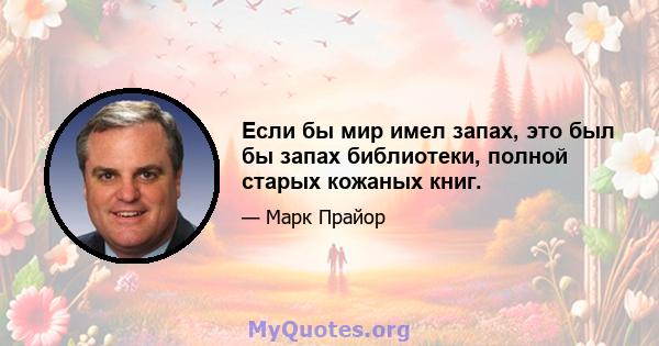 Если бы мир имел запах, это был бы запах библиотеки, полной старых кожаных книг.