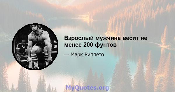 Взрослый мужчина весит не менее 200 фунтов