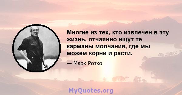 Многие из тех, кто извлечен в эту жизнь, отчаянно ищут те карманы молчания, где мы можем корни и расти.