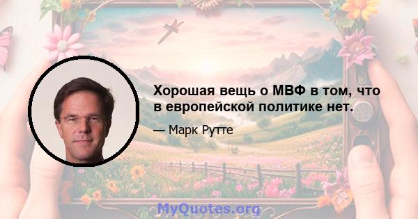 Хорошая вещь о МВФ в том, что в европейской политике нет.