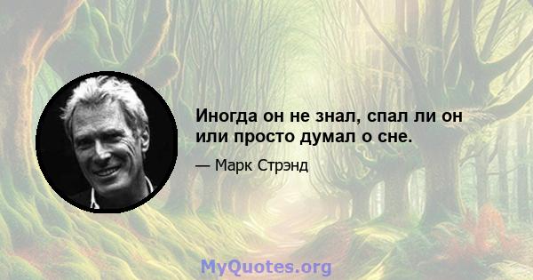 Иногда он не знал, спал ли он или просто думал о сне.