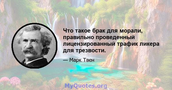 Что такое брак для морали, правильно проведенный лицензированный трафик ликера для трезвости.