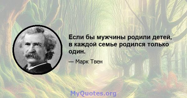 Если бы мужчины родили детей, в каждой семье родился только один.