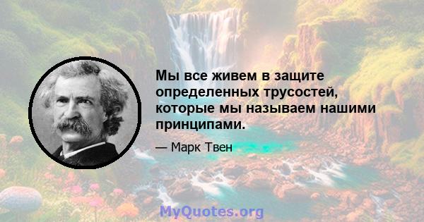 Мы все живем в защите определенных трусостей, которые мы называем нашими принципами.