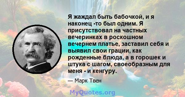 Я жаждал быть бабочкой, и я наконец -то был одним. Я присутствовал на частных вечеринках в роскошном вечернем платье, заставил себя и выявил свои грации, как рожденные блюда, а в горошек и штука с шагом, своеобразным