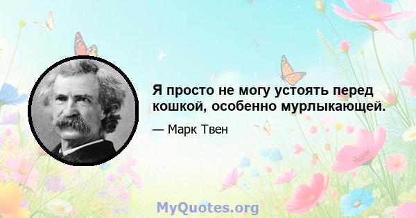 Я просто не могу устоять перед кошкой, особенно мурлыкающей.