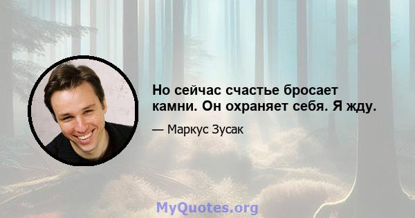 Но сейчас счастье бросает камни. Он охраняет себя. Я жду.