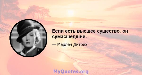 Если есть высшее существо, он сумасшедший.