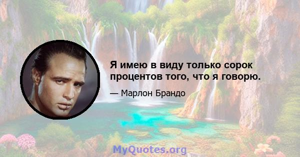 Я имею в виду только сорок процентов того, что я говорю.