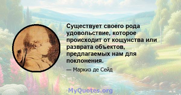 Существует своего рода удовольствие, которое происходит от кощунства или разврата объектов, предлагаемых нам для поклонения.