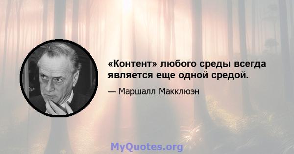 «Контент» любого среды всегда является еще одной средой.