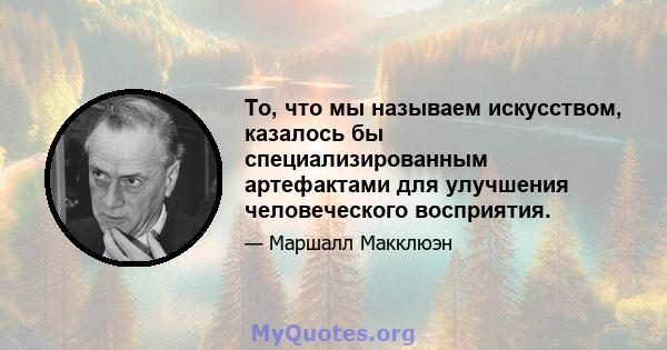 То, что мы называем искусством, казалось бы специализированным артефактами для улучшения человеческого восприятия.