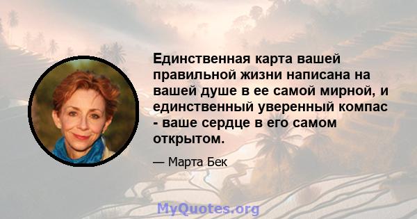 Единственная карта вашей правильной жизни написана на вашей душе в ее самой мирной, и единственный уверенный компас - ваше сердце в его самом открытом.