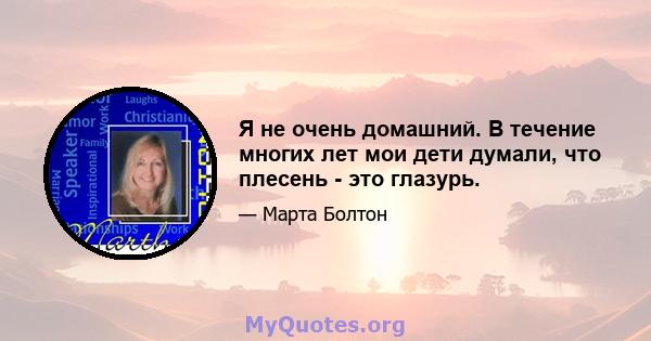 Я не очень домашний. В течение многих лет мои дети думали, что плесень - это глазурь.