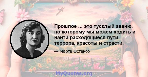 Прошлое ... это тусклый авеню, по которому мы можем ходить и найти расходящиеся пути террора, красоты и страсти.