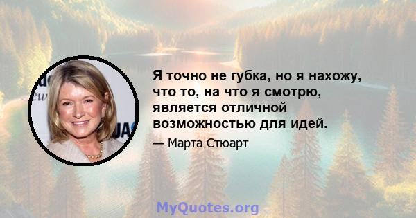 Я точно не губка, но я нахожу, что то, на что я смотрю, является отличной возможностью для идей.