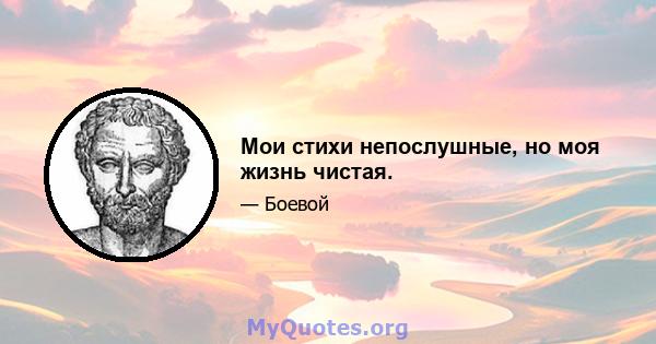 Мои стихи непослушные, но моя жизнь чистая.