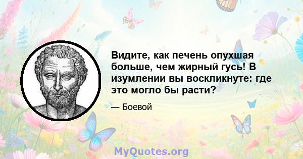 Видите, как печень опухшая больше, чем жирный гусь! В изумлении вы воскликнуте: где это могло бы расти?