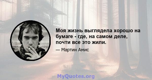 Моя жизнь выглядела хорошо на бумаге - где, на самом деле, почти все это жили.