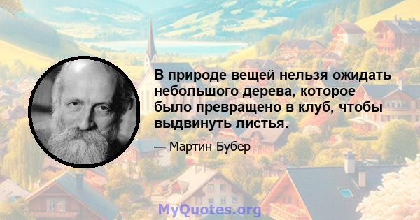 В природе вещей нельзя ожидать небольшого дерева, которое было превращено в клуб, чтобы выдвинуть листья.