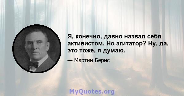 Я, конечно, давно назвал себя активистом. Но агитатор? Ну, да, это тоже, я думаю.