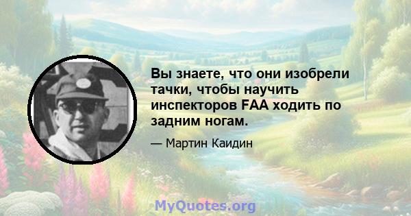 Вы знаете, что они изобрели тачки, чтобы научить инспекторов FAA ходить по задним ногам.