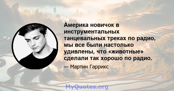 Америка новичок в инструментальных танцевальных треках по радио, мы все были настолько удивлены, что «животные» сделали так хорошо по радио.