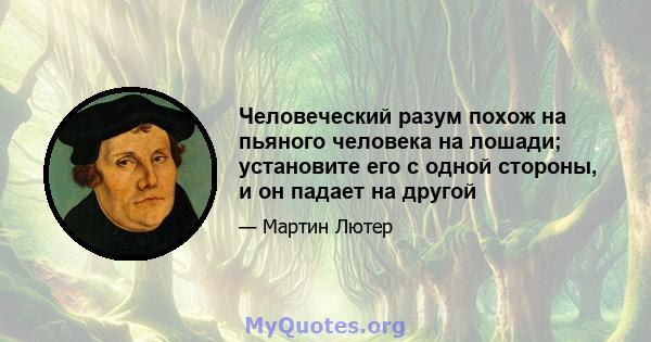 Человеческий разум похож на пьяного человека на лошади; установите его с одной стороны, и он падает на другой