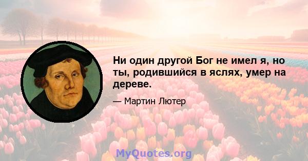 Ни один другой Бог не имел я, но ты, родившийся в яслях, умер на дереве.