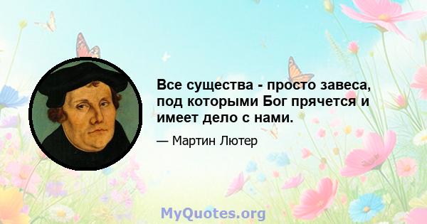 Все существа - просто завеса, под которыми Бог прячется и имеет дело с нами.