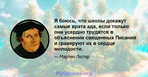 Я боюсь, что школы докажут самые врата ада, если только они усердно трудятся в объяснении священных Писаний и гравируют их в сердце молодости.