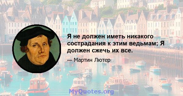 Я не должен иметь никакого сострадания к этим ведьмам; Я должен сжечь их все.