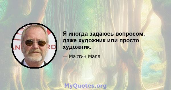 Я иногда задаюсь вопросом, даже художник или просто художник.