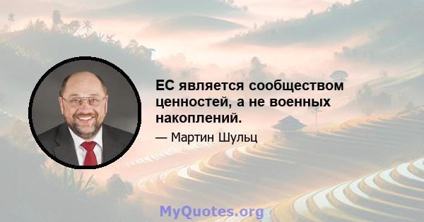 ЕС является сообществом ценностей, а не военных накоплений.