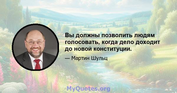 Вы должны позволить людям голосовать, когда дело доходит до новой конституции.