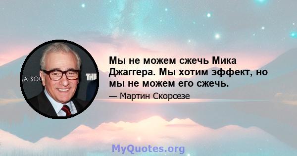 Мы не можем сжечь Мика Джаггера. Мы хотим эффект, но мы не можем его сжечь.