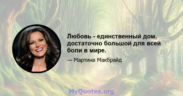 Любовь - единственный дом, достаточно большой для всей боли в мире.