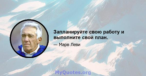 Запланируйте свою работу и выполните свой план.