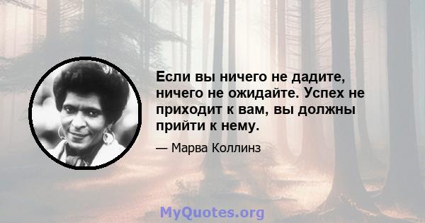 Если вы ничего не дадите, ничего не ожидайте. Успех не приходит к вам, вы должны прийти к нему.